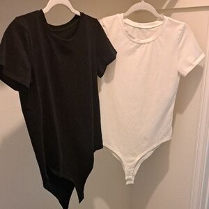Black and White Women's Bodysuit Set